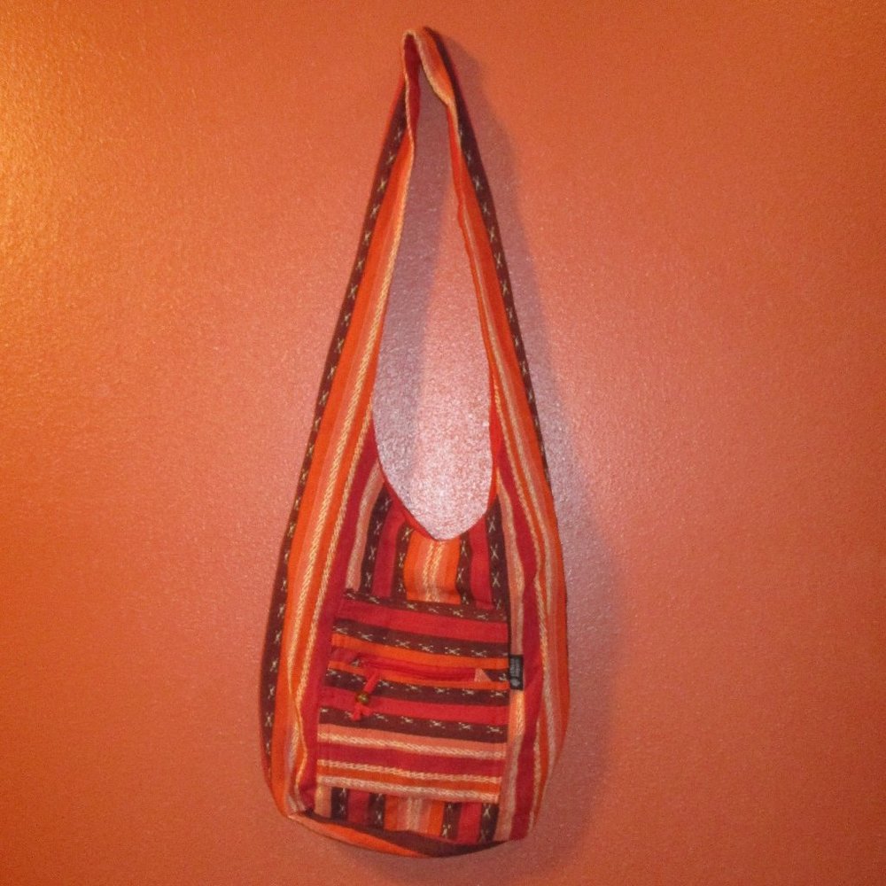 Lungta Bag Nepal Tibet Medium Orange Brown White Red Outdoor Cotton Shoulder Bag